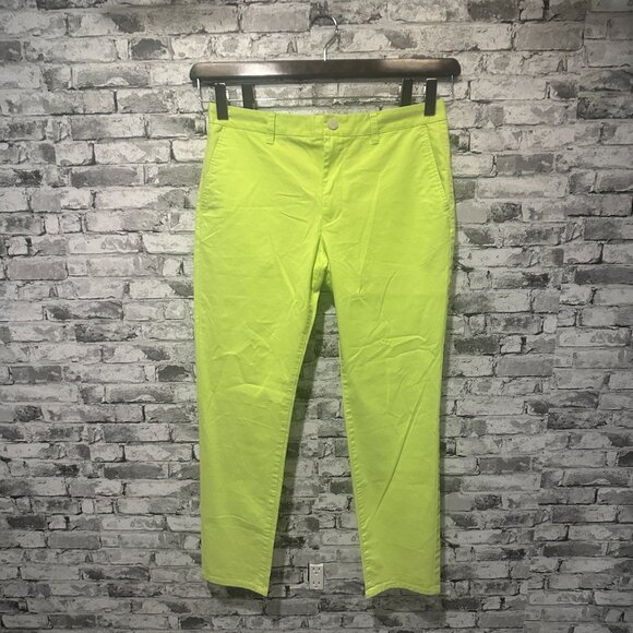 EUC Bonobos Men's Lime Green Stretch Washed Chinos Size 34W 30L - Picture 1 of 15